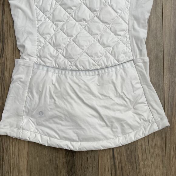 Lululemon Down For A Run Puffer Vest White Womens Size 4 Zip Up Hip Length - Picture 10 of 10